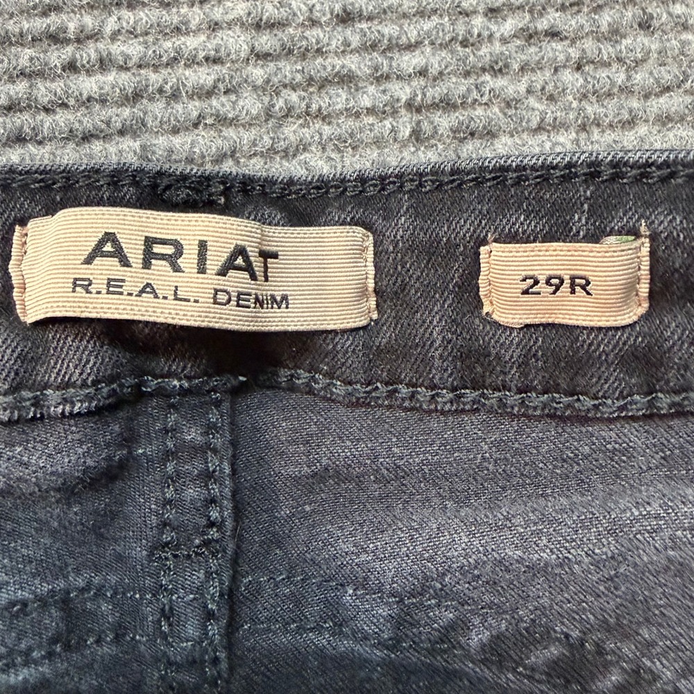 Ariat REAL Denim High Rise Slim Trouser Jeans Washed Black Western Yoke 29R - Picture 3 of 12